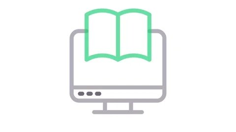 A computer screen displaying an open book, symbolizing digital reading or o.. Stock Footage 334998428