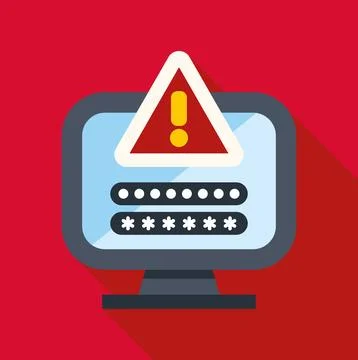 Computer screen displaying password fields with warning alert Stock Illustration