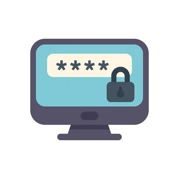 Computer screen displaying password protected login with lock icon Stockillustratie