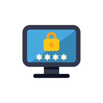 Computer screen displaying password protected login with padlock icon Stock Illustration