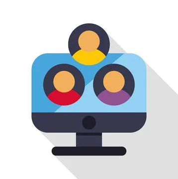 Computer screen displaying people in an online meeting Stock Illustration