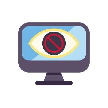 Computer screen displaying restricted eye icon Stock Illustration