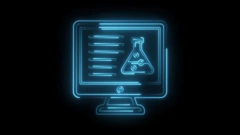 Computer screen displaying scientific data and analysis with glowing neon Stock Footage 322989636