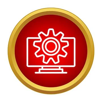 Computer screen displaying a settings gear icon Stock Illustration