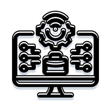 Computer screen displaying smart technology automation and connectivity Stock Illustration