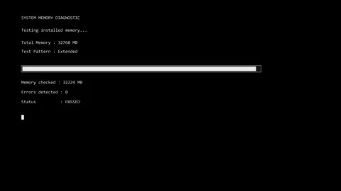 Computer screen displaying system memory test progress bar Stock Footage 347393782
