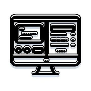 Computer screen displaying user interface dashboard template Illustrazione stock