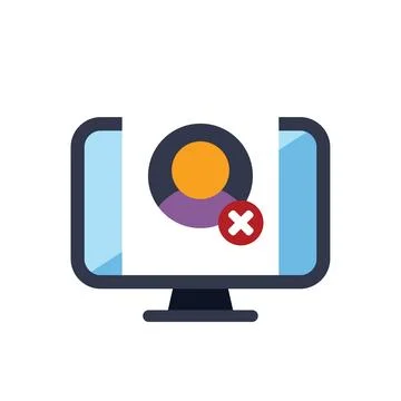 Computer screen displaying user profile being deleted Stock Illustration