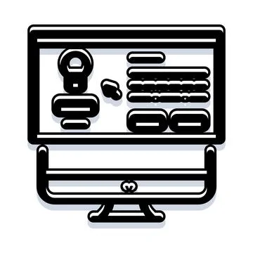 Computer screen displaying user profile login interface Illustrazione stock