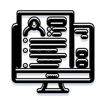 Computer screen displaying user profile and account information Stock Illustration