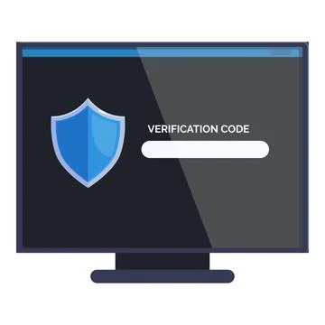 Computer screen displaying verification code input field for secure login Stock Illustration