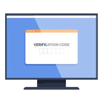 Computer screen displaying verification code entry form 库存插图