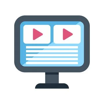 Computer screen displaying video content interface icon 스톡 일러스트