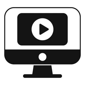 Computer screen displaying video play icon Stock Illustration