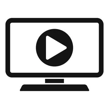 Computer screen displaying video player interface with play button イラスト素材
