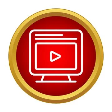 Computer screen displaying video player interface icon Illustrazione stock