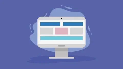 Computer screen displaying website layout with evolving elements and abstra.. 스톡 동영상 339258436