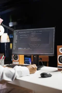 Computer screen displaying written code Foto stock