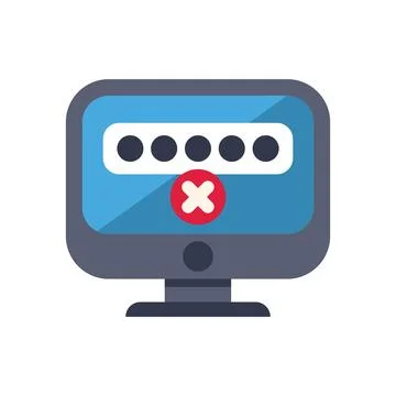 Computer screen displaying wrong password input attempt 스톡 일러스트