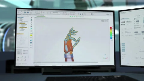 Computer Screen Displays Advanced Engineering Software Manufacturing Robotic Arm 動画素材 279225988