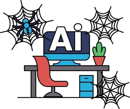 Computer screen displays AI letters Illustrazione stock
