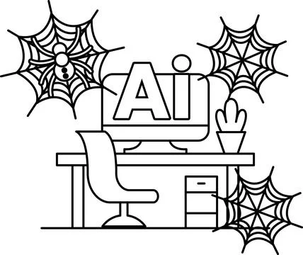 Computer screen displays AI letters Illustrazione stock
