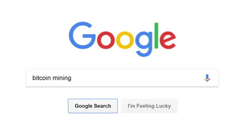 Computer screen displays bitcoin mining search query on Google website homepage Stock-Footage 85666523