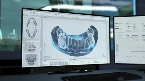 Computer Screen Displays Dentistry Software Making Artificial Teeth Treatments Vídeos de archivo 282785930