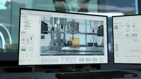 Computer Screen Displays Modern Biotechnology Printer Fabricating Human Heart Stock Footage 224897408
