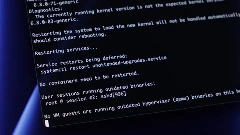 Computer screen displays programming code with Get:XX lines showing softwar.. Stock Footage 320174359