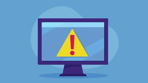 Computer screen displays warning sign with exclamation mark, digital alert .. Stock Footage 333722691