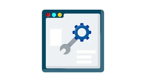 A computer screen displays a wrench and a gear, symbolizing tools and machi.. Stock Footage 332453858