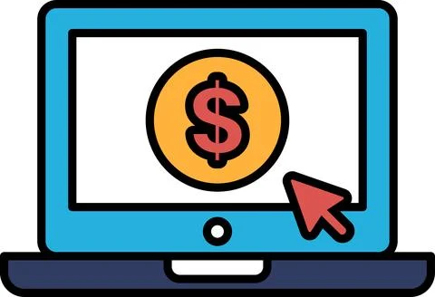 A computer screen with a dollar sign and a mouse cursor Illustrazione stock