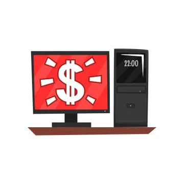 Computer screen with the dollar sign, payment online vector Illustration on a Illustrazione stock