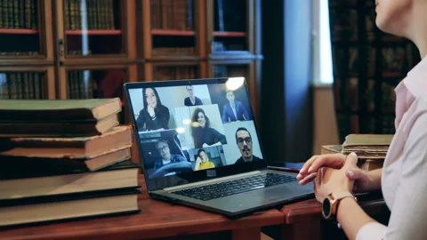 Computer screen during an online video lesson Stock Footage 144265679