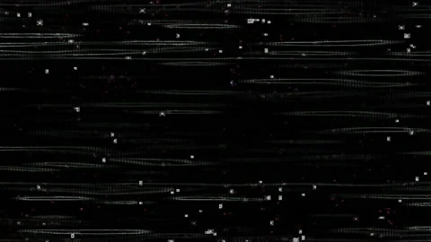 Computer Screen Effect with White-Red-Purple Particles and Green Lanes Stock Footage 150074935