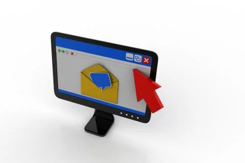 Computer screen with email Free Stock Illustration