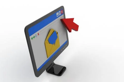 Computer screen with email Free Stock Illustration