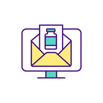 Computer screen with envelope image RGB color icon Illustrazione stock