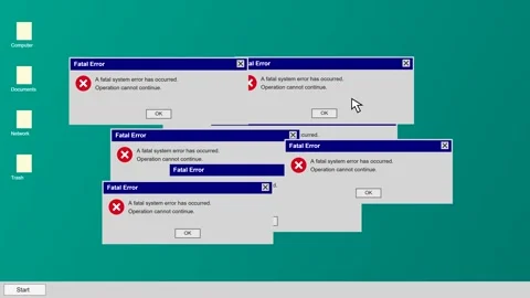 Computer screen error windows pop up digital glitch video Stock Footage 347037734