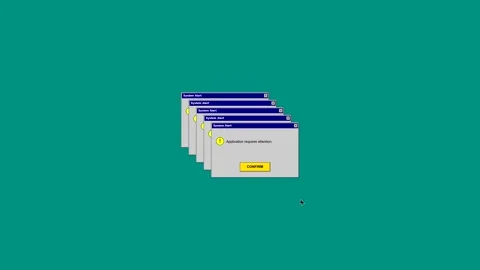 Computer screen error windows pop up and multiply Видео 347038277