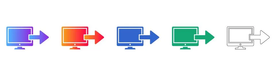 Computer Screen Export or Output Icons Illustrazione stock