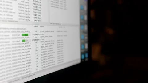 Computer screen with files transferring via ftp with selective focus 動画素材 223139921