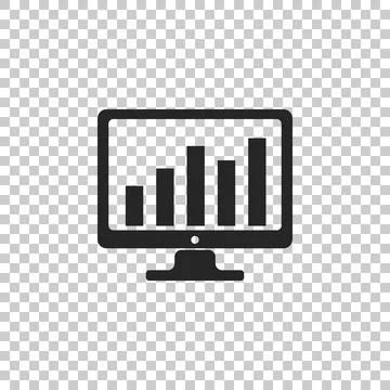 Computer screen with financial charts and graphs icon isolated on transparent Illustrazione stock