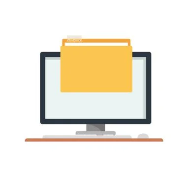 Computer screen with folder in white background 库存插图