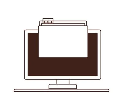 Computer screen with folder in white background 库存插图