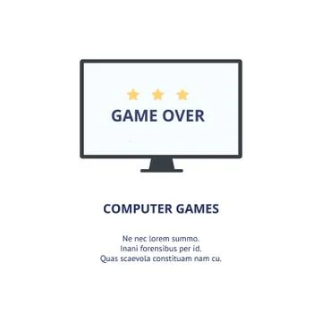 Computer screen with Game Over message, flat vector illustration isolated. Illustrazione stock