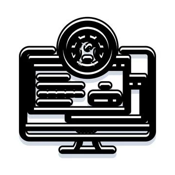 Computer screen with gear icon for repair service 스톡 일러스트