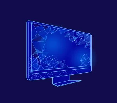 Computer Screen with Geometric Signs Icon Vector Illustrazione stock