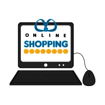 Computer screen with a gift ribbon Stock-Illustration